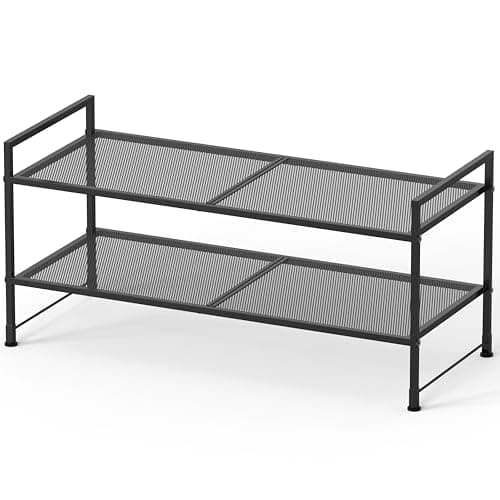 Black 2-Tier Stackable Mesh Shoe Organizer