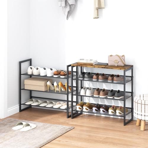 Garden 4 You 6-Tier Shoe Storage Rack, Brown Wooden Top, Large Capacity