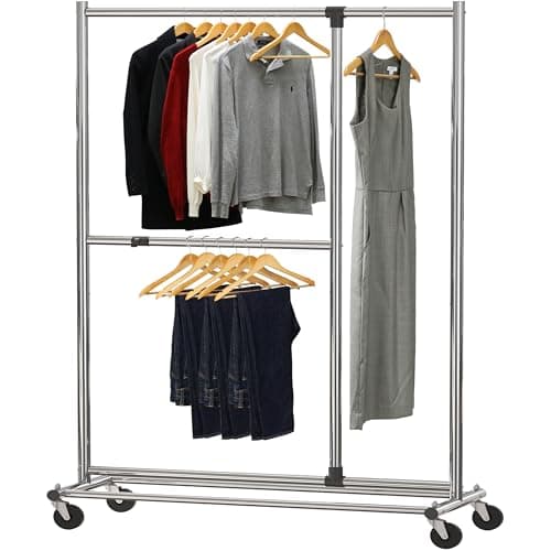 Black Adjustable Garment Rack, 72-inch Height - Simple Houseware