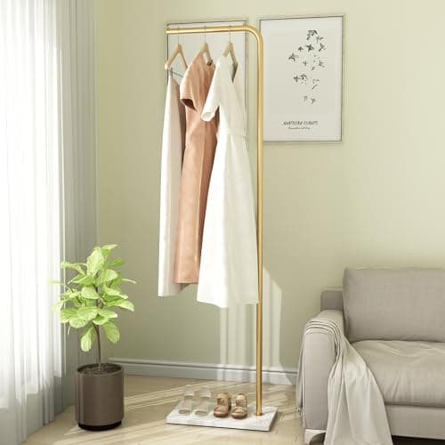 DR.IRON Modern Gold Freestanding Coat Tree with Marble Base & Umbrella Hanger