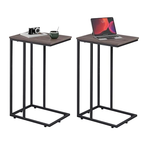 WLIVE C-Shaped Side Table Set, A-Grey, for Small Spaces