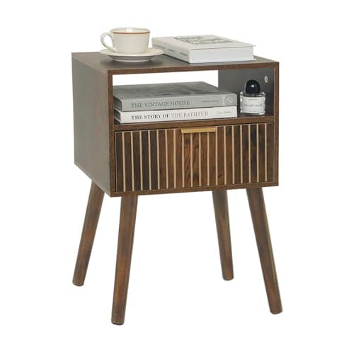 MaxSmeo White Mid Century Modern Nightstand with 2-Tier Storage for Bedroom