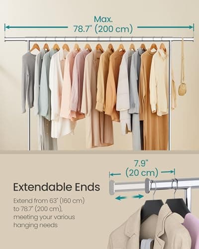 SONGMICS Heavy-Duty Clothes Rack with Extendable Rod, 243 lb Capacity
