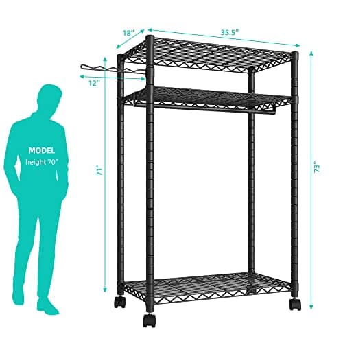 Heavy Duty Rolling Garment Rack, Black, GR1
