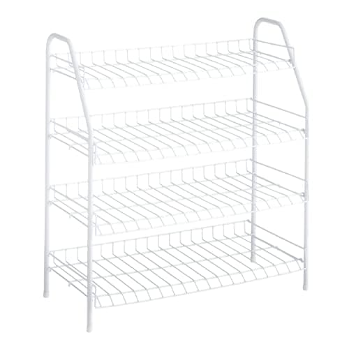 Rubbermaid White 4-Tier Wire Shoe Rack for Bedroom/Closet Storage