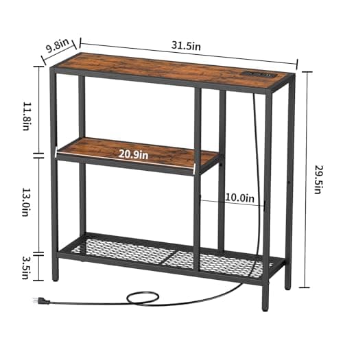 Snughome Console Table with Storage & USB Ports, 31.5" Luellia Narrow Sofa Table for Hallway & Living Room