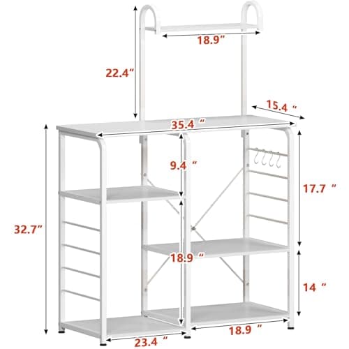Microwave Stand Kitchen Cart with 3-Tierx4-Tier Storage Shelf, White Color