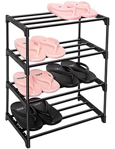 LNYZQUS Upgrade 4-Tier Metal Kids Shoe Organizer, Black