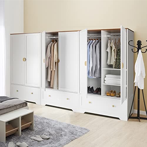 VINGLI Rustic Grey Wide Armoire Wardrobe Closet