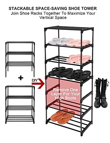 LNYZQUS Upgrade 4-Tier Metal Kids Shoe Organizer, Black