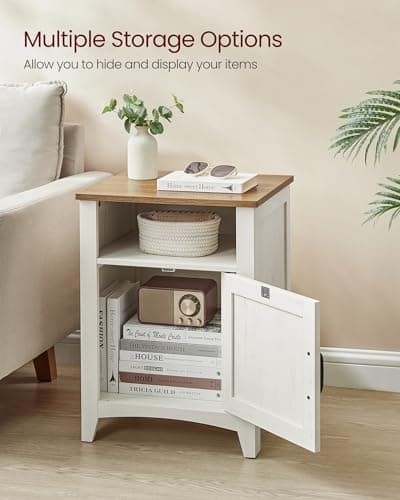 VASAGLE LIRY Collection Rustic White & Honey Brown Farmhouse Nightstand Set of 2