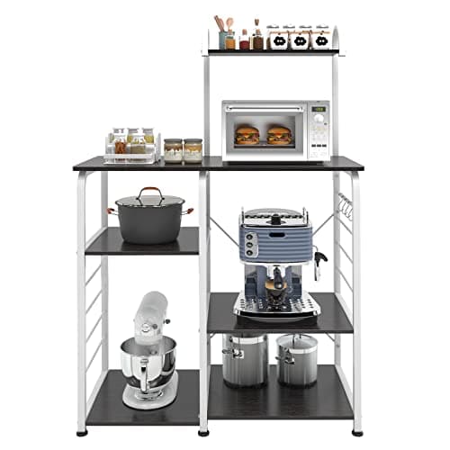 Microwave Stand Kitchen Cart with 3-Tierx4-Tier Storage Shelf, White Color
