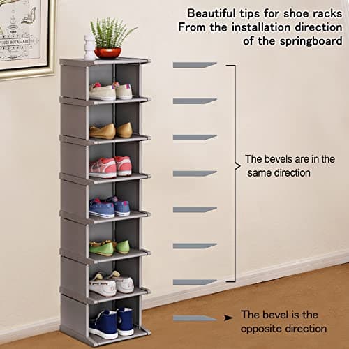 KANAV 8-Tier Tall Narrow Shoe Rack - Vertical Storage Organizer