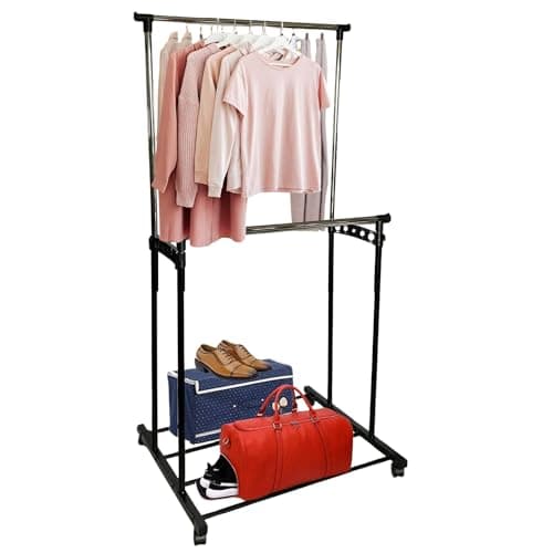 Heavy Duty Metal Clothing Rack with Sturdy Wheels (450 lb Capacity)
