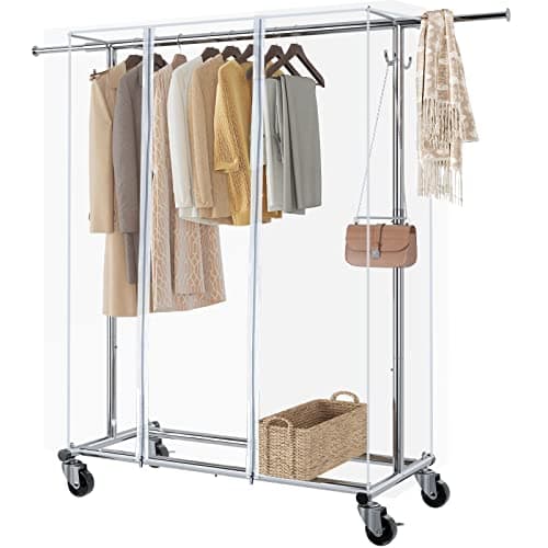 GREENSTELL Heavy Duty Rolling Clothes Rack with Brakes, Industrial Grade Sturdy Metal (59x24x63 inch)