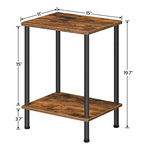 Rustic Brown End Tables Set of 2 for Small Spaces