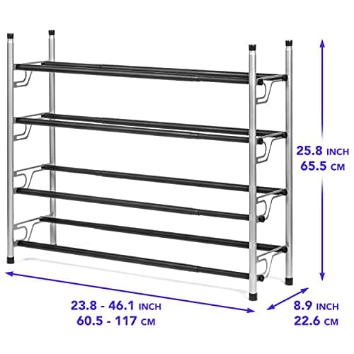 Sturdy Metal Shoe Organizer, 4-Tier Expandable Shelf for Entryway and Closet | Space Saver