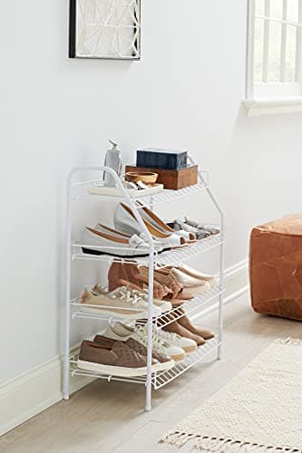 Rubbermaid White 4-Tier Wire Shoe Rack for Bedroom/Closet Storage