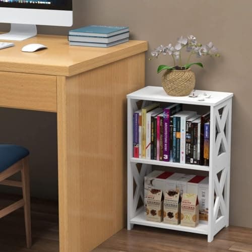 White 3-Tier Nightstand for Living Room Set of 2