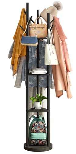 Sturdy Bamboo Freestanding Coat Rack with 8 Hooks