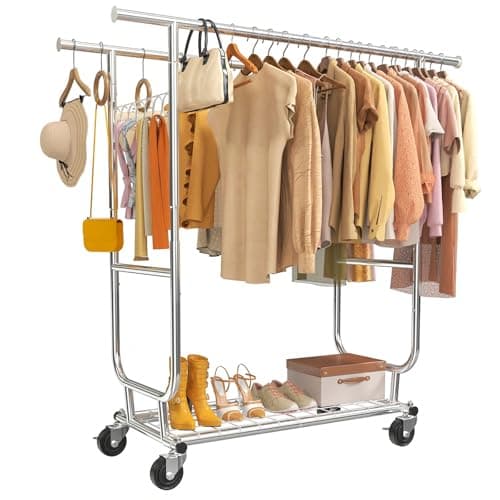 Heavy Duty 620LBS Collapsible Clothing Rack with Wheels, CR-Y