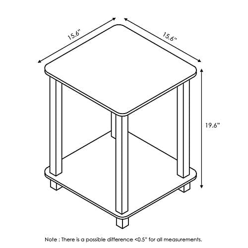 Furinno Columbia Walnut/Black Set of 2 End Tables