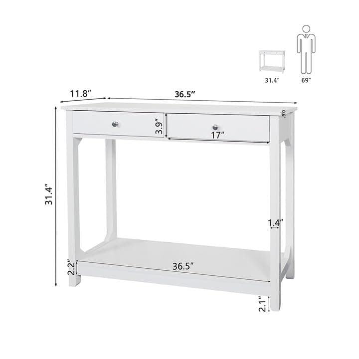 TaoHFE White Console Table, 39.4"x11.8"x31.5"