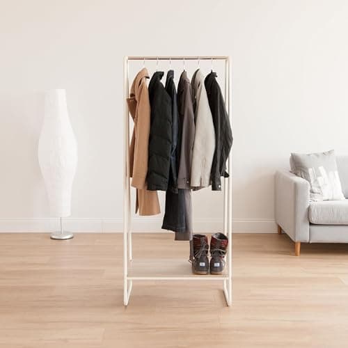 Iris USA Sturdy Freestanding Clothes Rack, White, Hanging & Storage Solution
