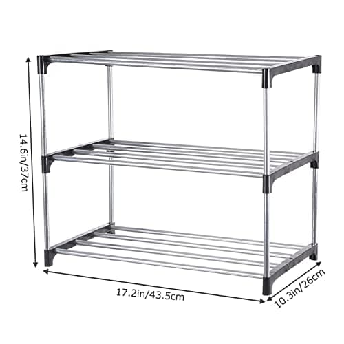 Black 3-Tier Stackable Shoe Organizer for Entryway and Closet