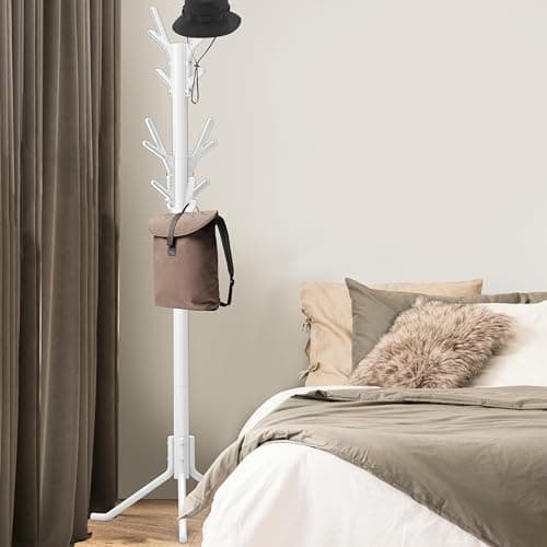 White Shaped Tree Coat and Hat Hanger with 18 Hooks