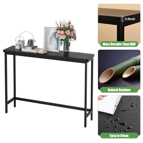 VASMIA 39" Black Bamboo Entryway Table