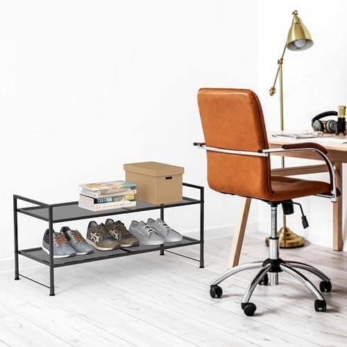 Black 2-Tier Stackable Mesh Shoe Organizer