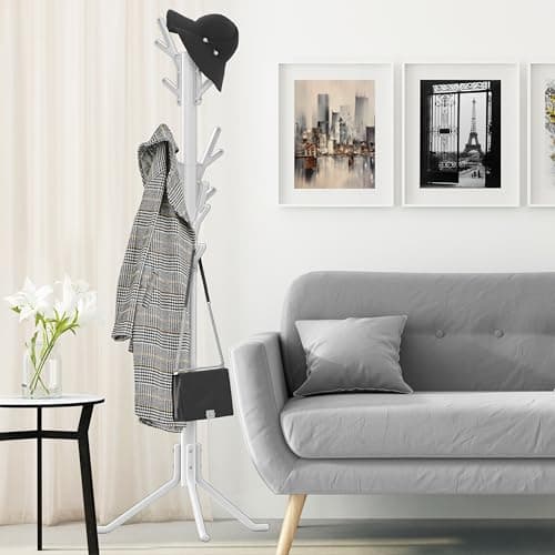 White Shaped Tree Coat and Hat Hanger with 18 Hooks