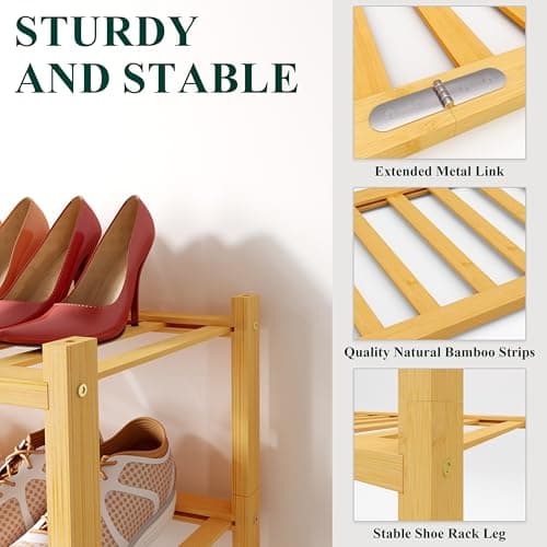 Smiry 4-Tier Bamboo Shoe Organizer Shelf for Closet and Entryway