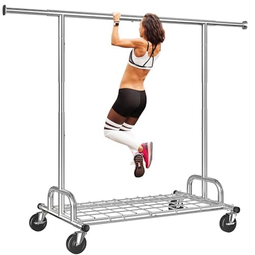 Raybee Heavy Duty 480LB Clothes Rack, Adjustable Rolling Closet Organizer