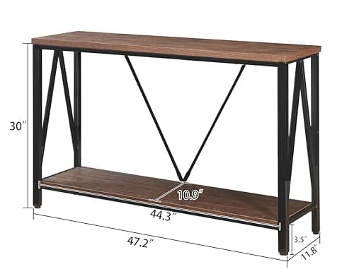 HOMISSUE Rustic Brown Sofa Console Table with Open Shelves (47 Inch)