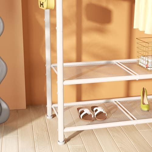 SINGAYE Heavy Duty Portable Clothes Rack with Shelves White
