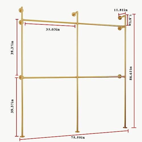 ORSENIGO Heavy Duty Double Rod Clothes Rack, Gold