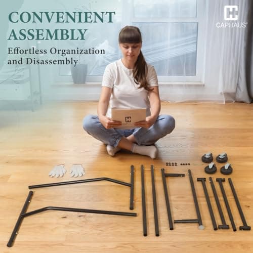 CAPHAUS Rolling 220LBS Capacity Clothing Rack, Adjustable & Extendable Black