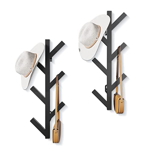 RRG White Metal Vertical Hat & Coat Rack, 16" High, Wall Mountable