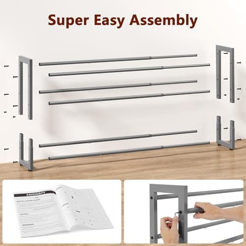 Favoisty 3-Tier Silver Grey Expandable Shoe Rack Savings Space Storage Organizer