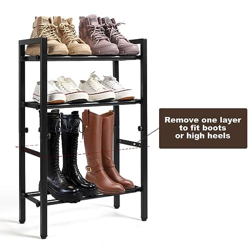 SALADAYS 4-Tier Expandable Shoe Rack, Durable Metal Storage Organizer (Black)
