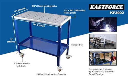 KF3002 Rust-Free Welding Table 36"×18", 1200 lbs Capacity, 5/8" Holes, Up to 10Ga Thickness, Heat Resistant to 1600°F
