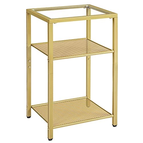 HOOBRO Gold 3-Tier Slim Nightstands, Set of 2, Storage Shelves, Modern Bedside Tables