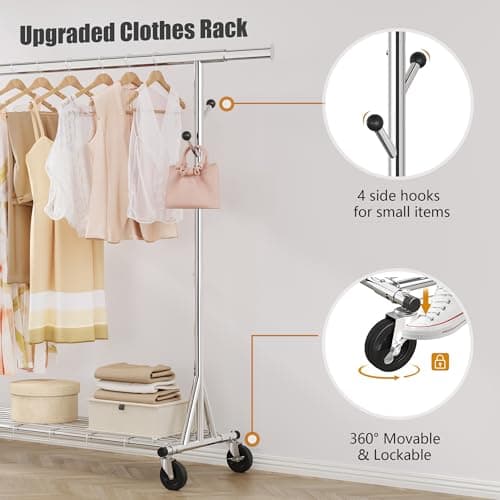 Heavy Duty Clothes Rack for 200 pieces of clothing: Load 480 LBS, Portable & Adjustable