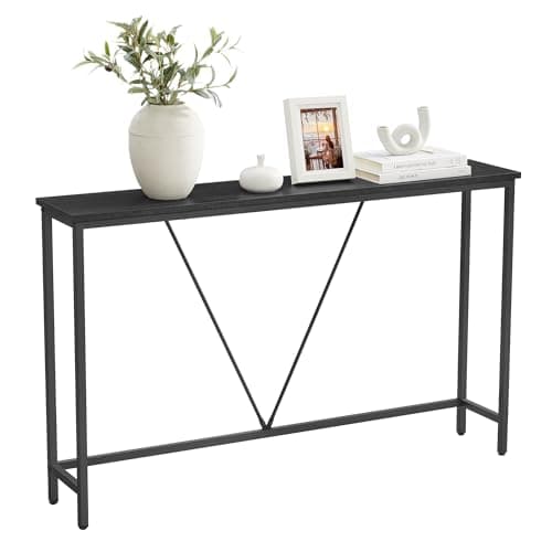 VASAGLE Rustic Brown & Ink Black Narrow Entryway Sofa Table ULNT020B01