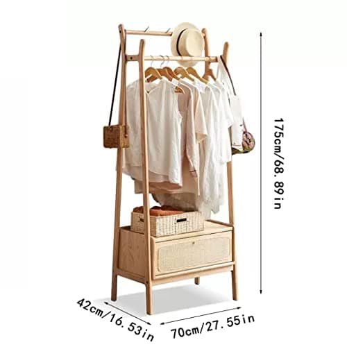 Nordic Floor Coat Rack with Drawer for BedroomHall Tree