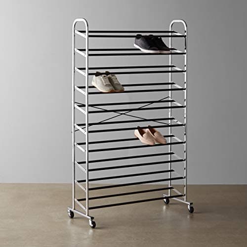 Amazon Basics Chrome Shoe Organizer, 50-Pair, 35.8 x 14.6 x 59.5 inches