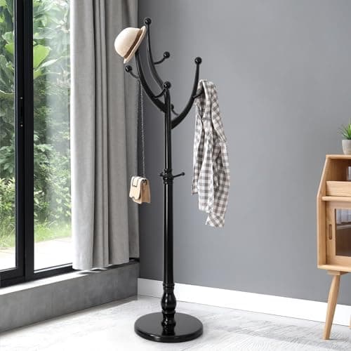Wooden Coat Rack with 8 Hooks - Creative Tree Branch Design for Entryway, Hallway, Bedroom - Holds up to 160lb