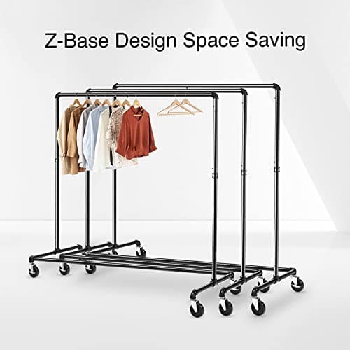 GREENSTELL Rolling Industrial Pipe Clothes Rack, 2 Packs (59x24x63 inches)